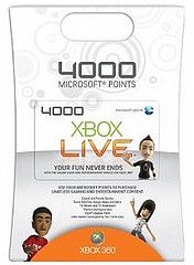 Xbox 360 Live points cards screenshot